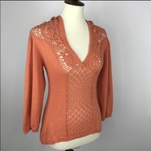 ANTHROPOLOGIE Moth hooded crocheted sweater